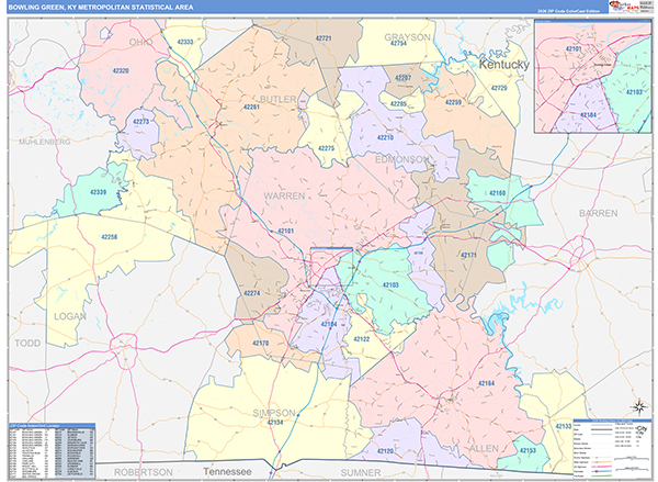 Bowling Green Metro Area Wall Map
